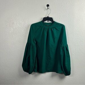 Women’s Vintage Worthington Forest Green Blouse Balloon Sleeve Sz L Cottage Core